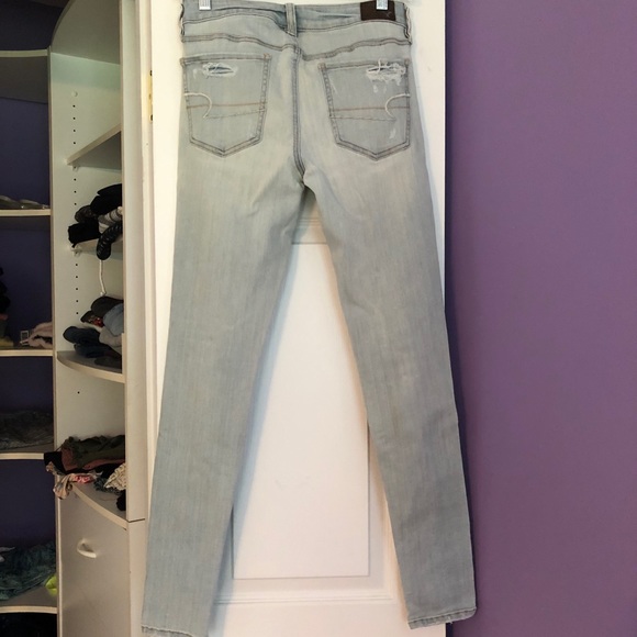 AMERICAN EAGLE RIPPED DISTRESSED SKINNY JEANS - Picture 6 of 11